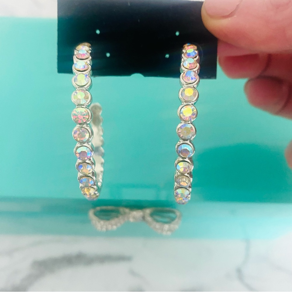 💕Pretty Crystal Rhinestone Hoop Earrings - Picture 4 of 12